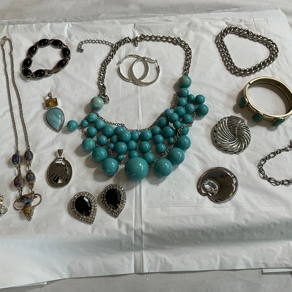 Collection of Designer Costume Jewelry-Pieces From NY-Roman-Musi-Marboux-Galbani -Necklaces-Bracelets-Earrings-Brooches-Pendants - Bag 1107