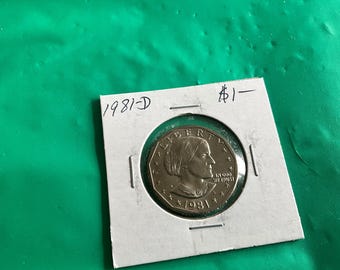 1981-D - Susan B Anthony One Dollar Coin - No 20206 - In a Protective 2x2