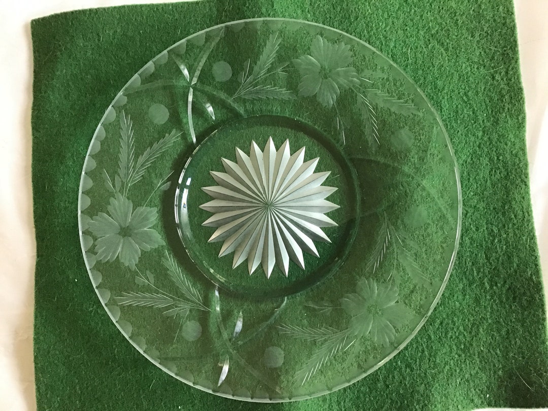 From an Estate 6 Diameter Lead Crystal Plate Ridged Center W/