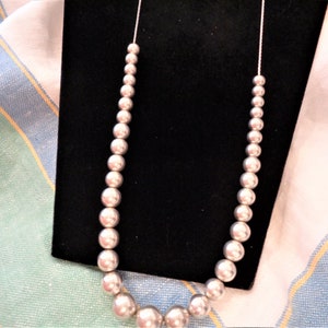 Vintage Sterling Long Chain Necklace with Sterling Beads