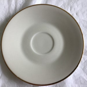 Sleek Lines- Gorgeous Ivory Porcelain with Goldtone Trim - Individual Saucers - From Zeh Scherzer - Bavaria, Germany