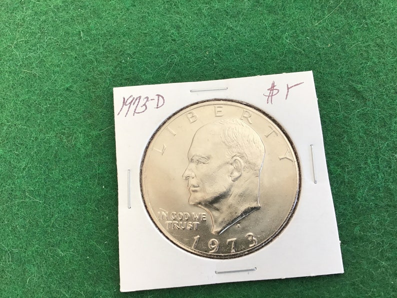 1973-D Eisenhower One Dollar Coin No 8255 In a Protective 2x2