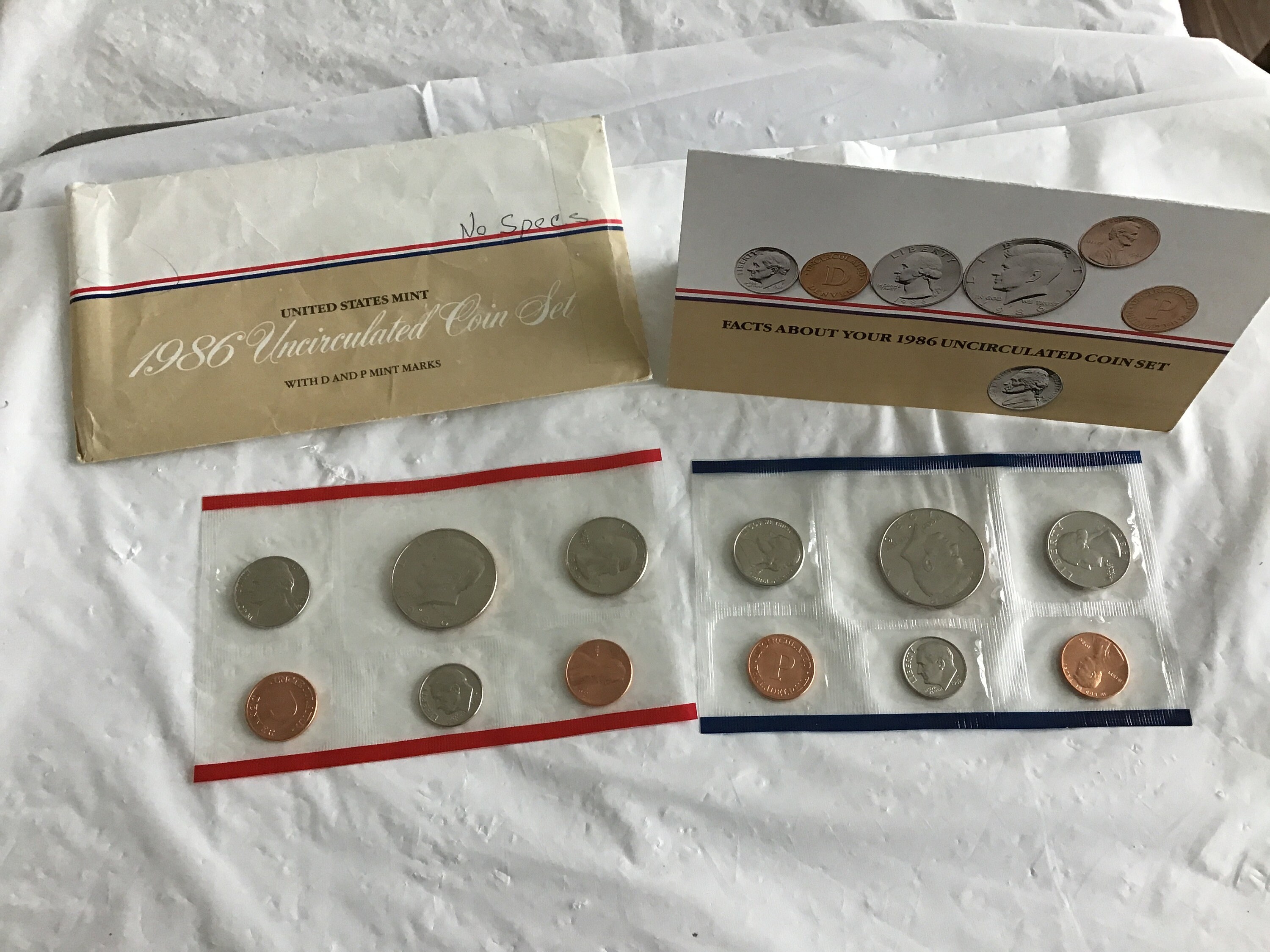 10 Coin Uncirculated Set with Original Governmetn Packaging Uncirculated 1986 P D U.S Mint 