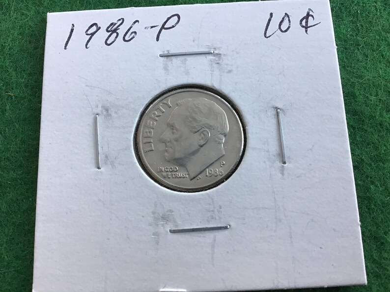 Dime 1986-P Coin No 5815 In a Protective 2x2