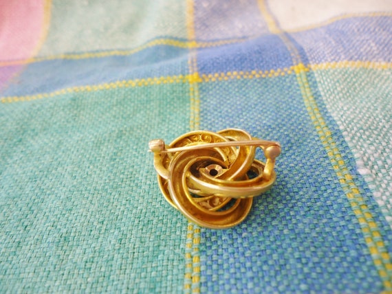Ornate Antique Victorian 10K Gold Love Knot Pin w… - image 4