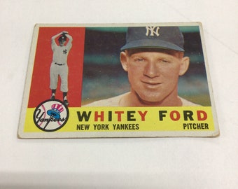 Vintage 1960 Topps Baseball Whitey Ford, Card No. 35, New York Yankees