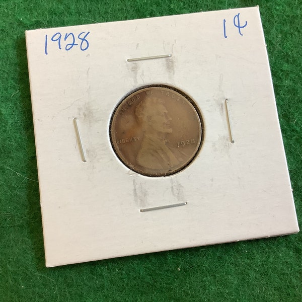 1928 - Lincoln Wheat Cent Penny - Coin No 13478 - In a Protective 2x2