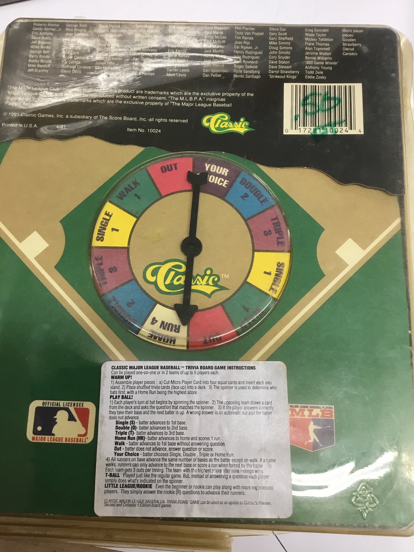 1991 Classic MLB Baseball Trivia Board Game Series 2 Etsy
