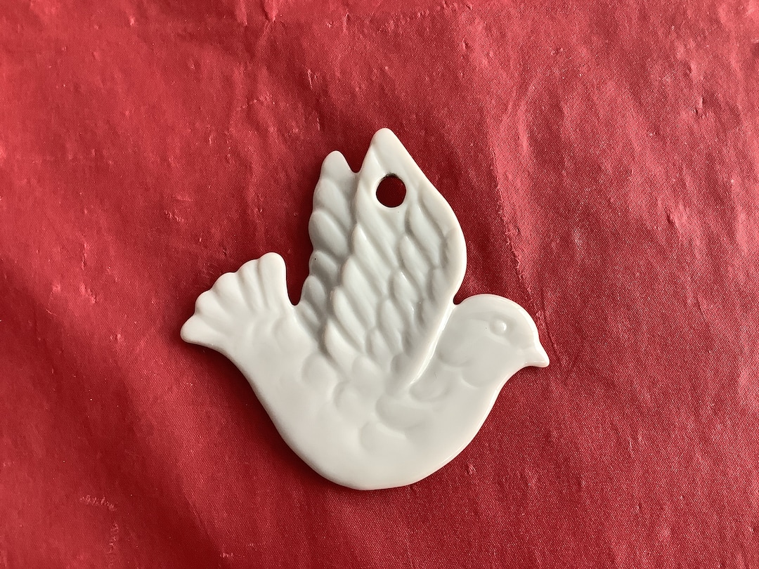 White Ceramic Dove Ornament 3.25T X 3.5W Etsy