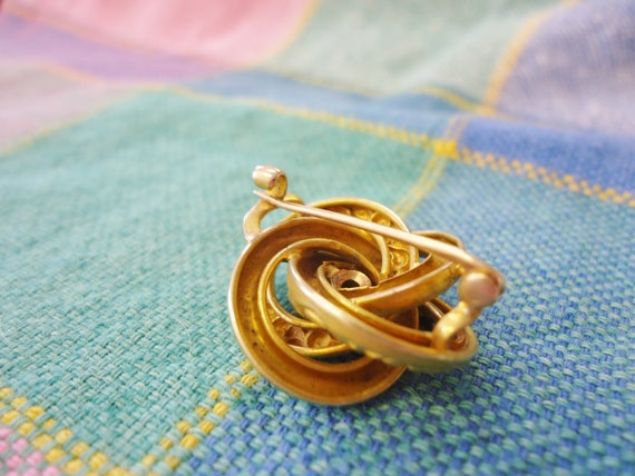 Ornate Antique Victorian 10K Gold Love Knot Pin w… - image 3