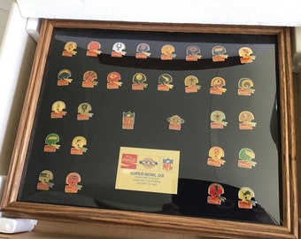 Wood Framed Glass-covered NFL 1985 Super Bowl XIX, 01/20/1985