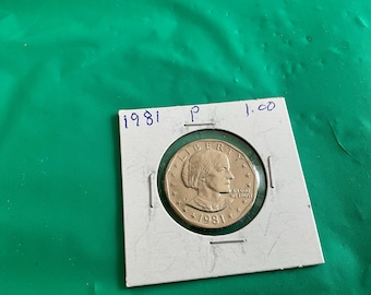 1981-P - Susan B Anthony One Dollar Coin - No 20201 - In a Protective 2x2