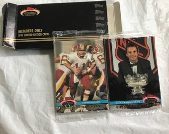 1991-Topps Stadium Club - Members Only Limited Edition Football & Hockey Cards - Two Cellophane-Wrapped Stacks of Cards included in Box