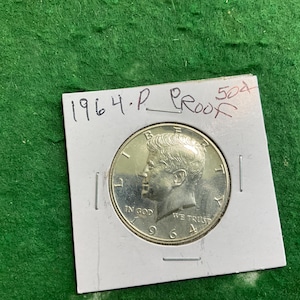 1964-P Proof - John F Kennedy Half Dollar Coin - No 18818 - In a Protective 2x2
