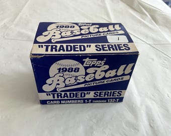 1988 TOPPS - Unopened Box - ‘Traded’ Series Baseball Picture Cards - includes Card Numbers 1-T thru 132-T - Box No 1