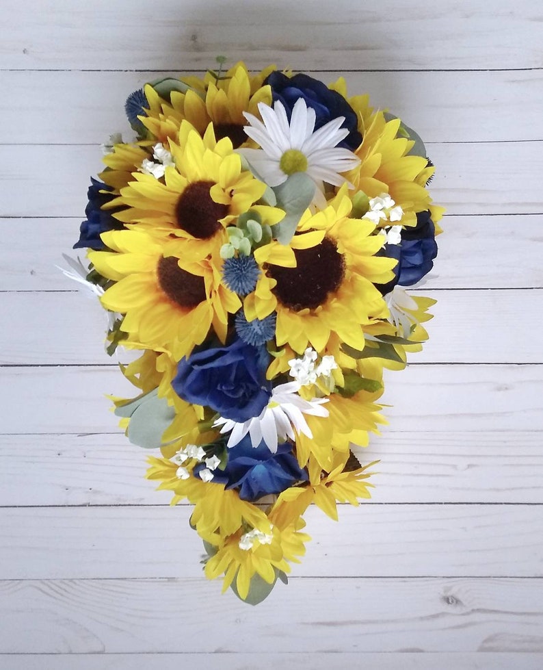 Sunflower bouquet cascading sunflower bridal bouquet made to Etsy
