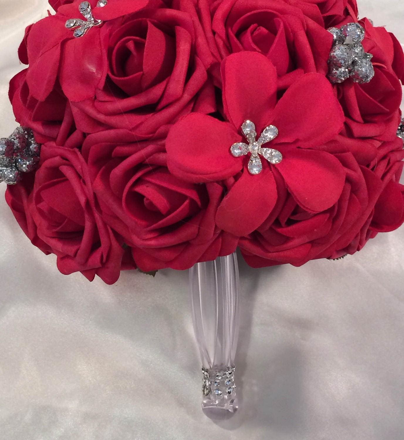 Quinceanera bouquet red silver wedding red and silver Etsy
