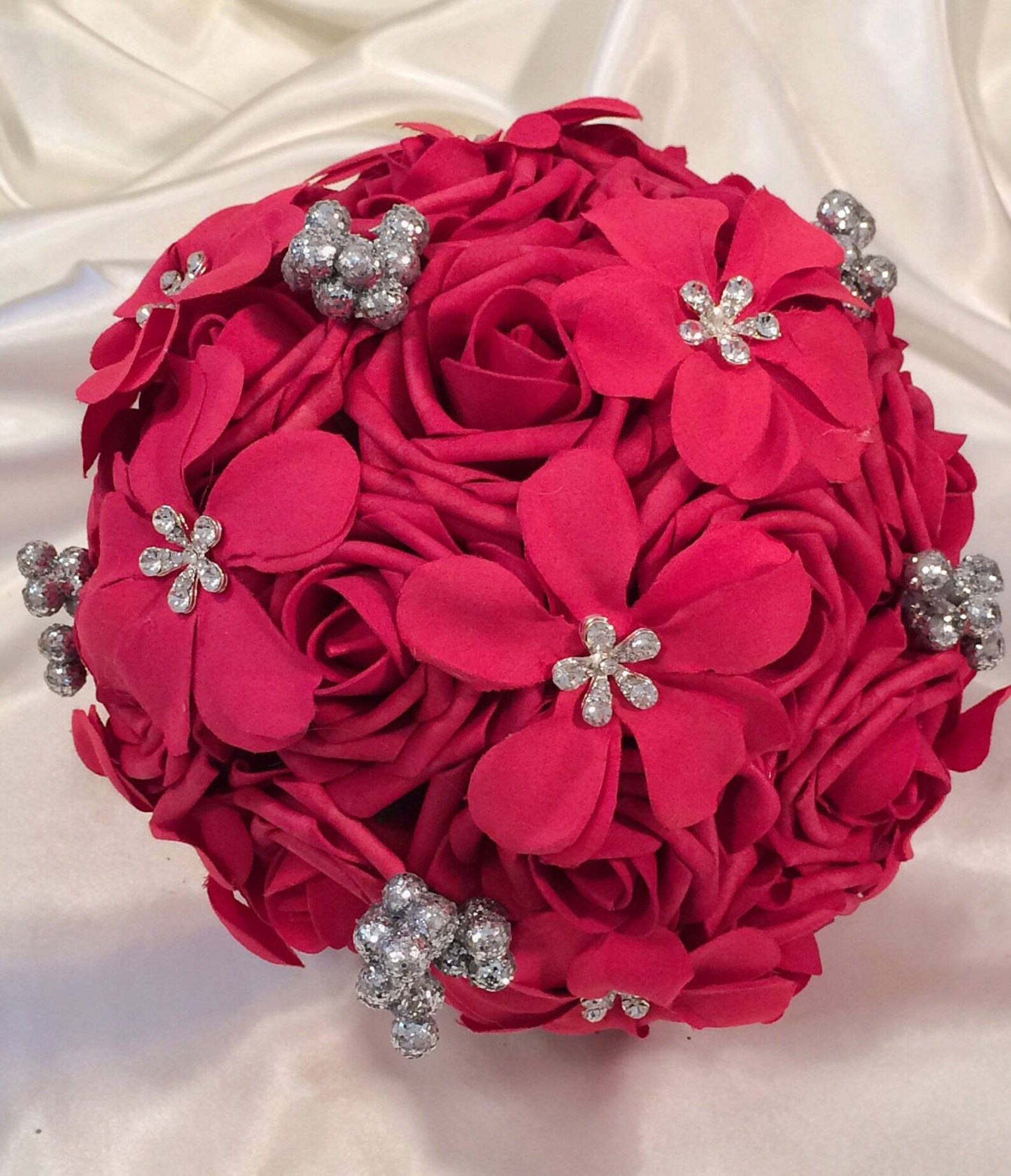 Quinceanera bouquet red silver wedding red and silver Etsy