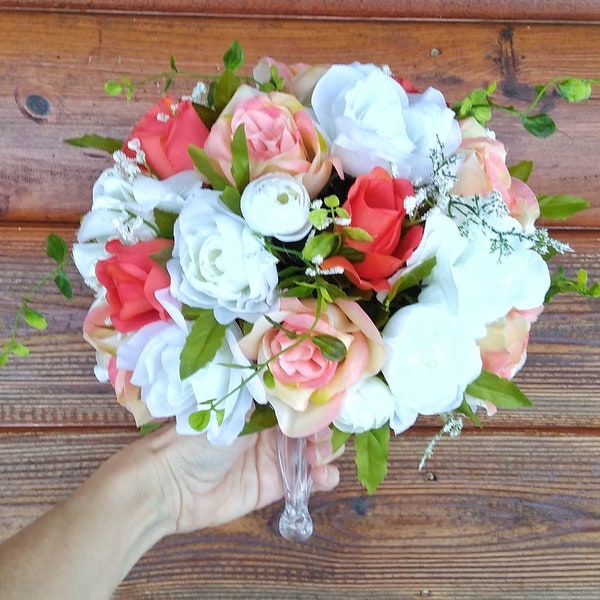 Coral Bridal Bouquet Etsy