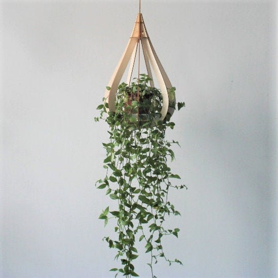 Medium Laser Cut Wooden Plant Hanger w 2.5 Pot Planters & Pots Plant