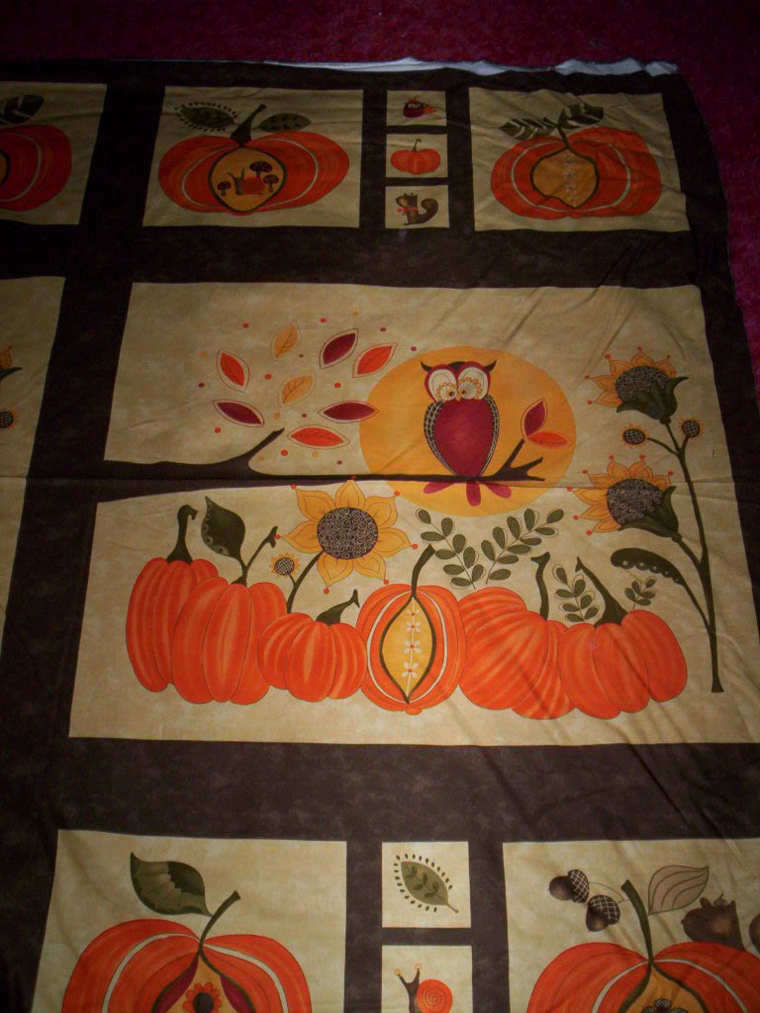 Hello Fall Sandy Gervais Moda Fabrics 1 Cotton Panel 24" X 44" Owl Tree ...