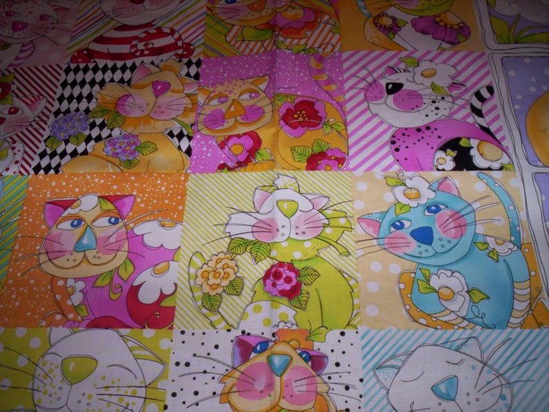 1 Panel Calico Cats Loralie Designs Cotton Fabric 20 Blocks Etsy