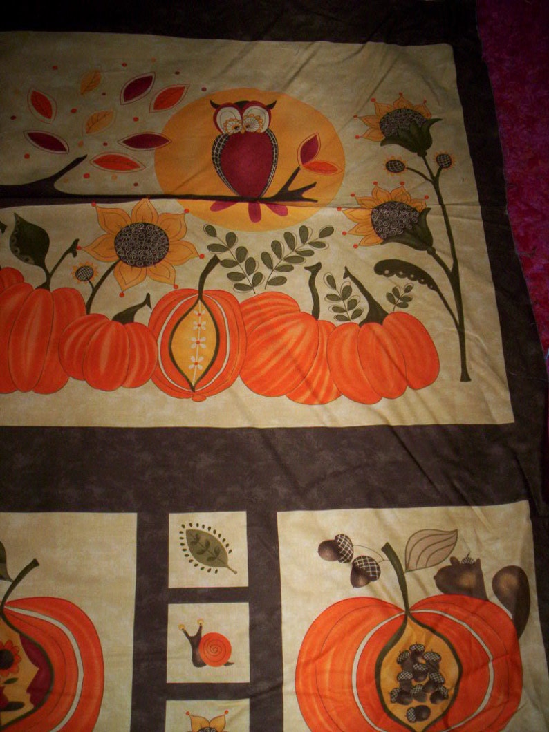 Hello Fall Sandy Gervais Moda Fabrics 1 Cotton Panel 24" X 44" Owl Tree ...