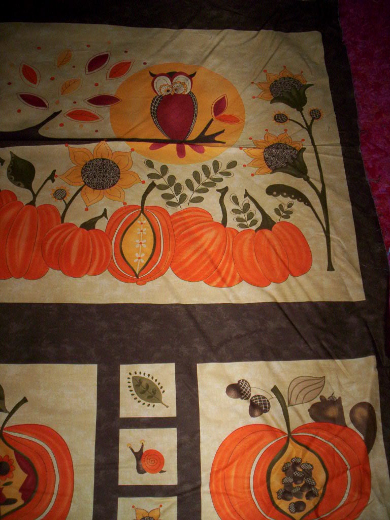 Hello Fall Sandy Gervais Moda Fabrics 1 Cotton Panel 24" X 44" Owl Tree ...