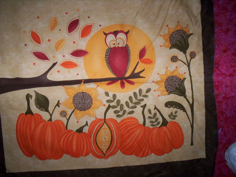 Hello Fall Sandy Gervais Moda Fabrics 1 Cotton Panel 24" X 44" Owl Tree ...