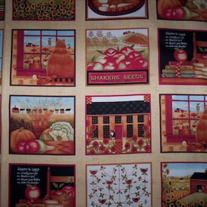 Sale !! Blocks Simple Life Greta Lynn Windham Fabrics 1 yard x 44&quot; cotton fabric cats saltbox house sunflowers apples cat