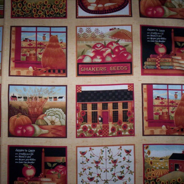 Sale !! Blocks Simple Life Greta Lynn Windham Fabrics 1 yard x 44" cotton fabric cats saltbox house sunflowers apples cat