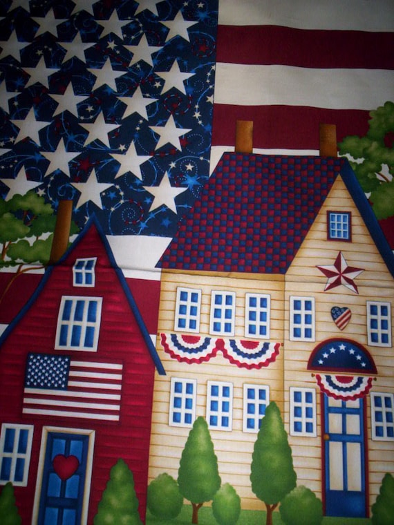 America My Home Fabric Panel Patriotic Words Flag Quilt Shop Quality
