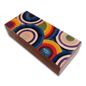 Portagioie in legno intarsiato 23 x 10 cm "Design Cerchio Colorato"