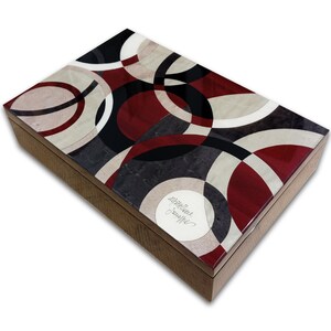 Joyero de madera con incrustaciones 24 x 17 cm "Diseño Círculo Gris"