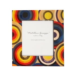 Inlaid Wood Photo Frame &quot;Modern Circles&quot; design