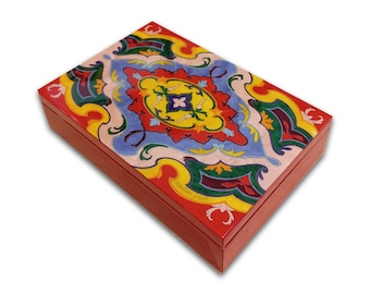 Inlaid wood jewelry box 24x17 cm "Damask Design"