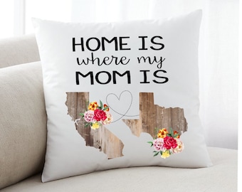 Personalized Gift for Mom, Mother's Day Pillow, Custom Pillow Case for Long Distance Mom, Mother's Gift From Daughter, All States Available