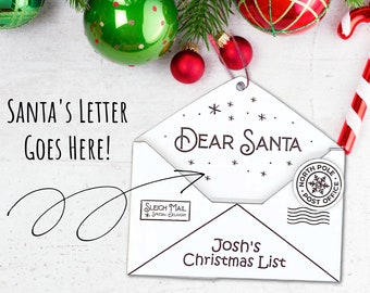 Personalized Wooden Christmas Ornament | Dear Santa Letter to Santa Kid's Christmas List | Christmas 2022 Sentimental Decor for Grandchild