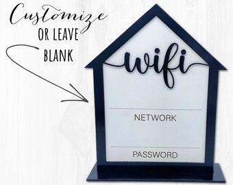 WIFI Password Sign for Home or Office Use | Personalized Laser Engraved WIFI Guest Sign | Freestanding Sign for Guest Bedroom