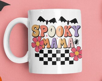 Spooky Mama Spooky Season Coffee Mug for Fall | Retro Halloween Mug | Gift for Mom or Bestie | Add some Spooky Vibes to your Home Decor