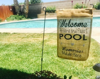 Welcome Custom Pool Decor Family Pool Rustic Distressed Wood Sign ENS1001802