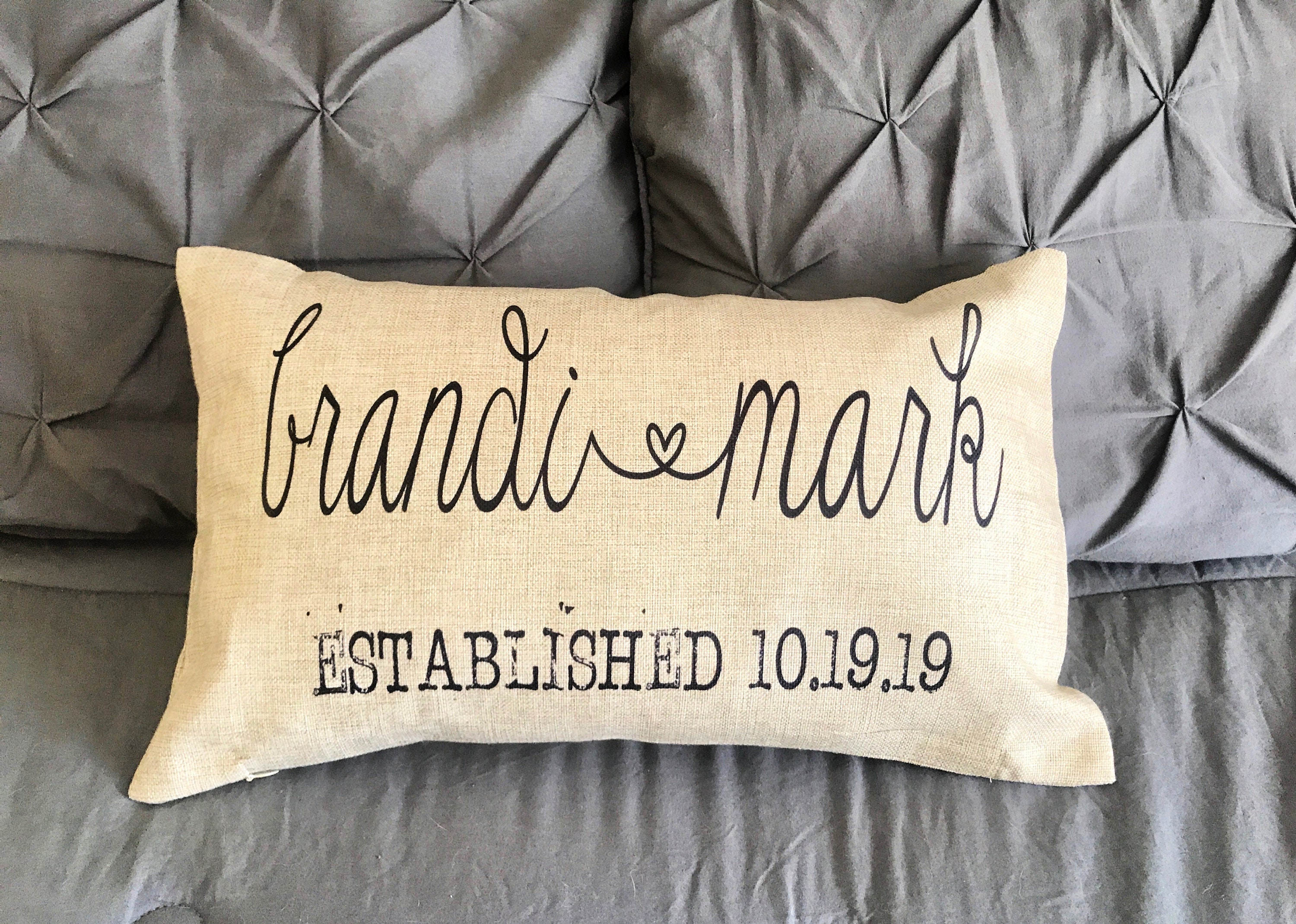 Personalized Pillow for Wedding Gift, Anniversary Gift for Couple, Throw Pillow for Bedroom or Living Room, Year Established Decor