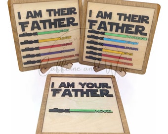 I Am Their Father Sign, Personalized Father's Day Gift Dad's Birthday | Wooden Name Sign from Kids | Sci-Fi Lover Gift for Dad and Grandpa