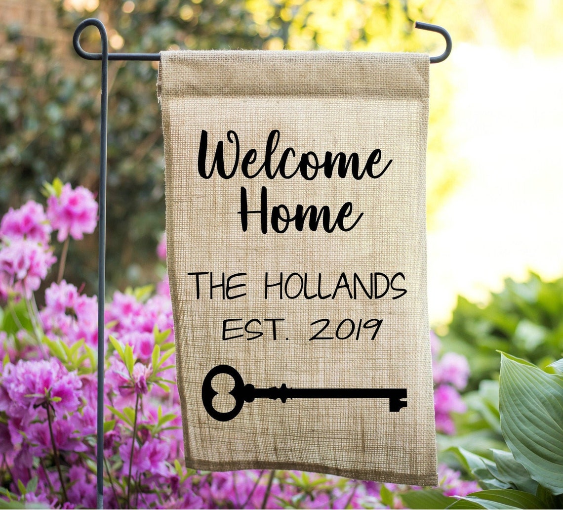 Home Flag Burlap Flag for New Homeowners Closing Etsy
