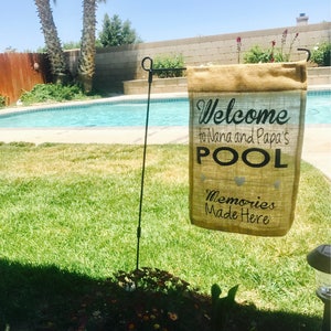 Pool Flag / Swimming Pool Sign / Nana and Papa / Memories Made Here / Personalized Gift / Birthday for Mom / Gift Idea / Pool Party / Luau