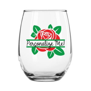 Personalized Wine Glass for Valentine&#39;s Day, Personalized Gifts for Her, Custom Wine Glass for Woman, Floral Wine Glasses, Gift for Mom