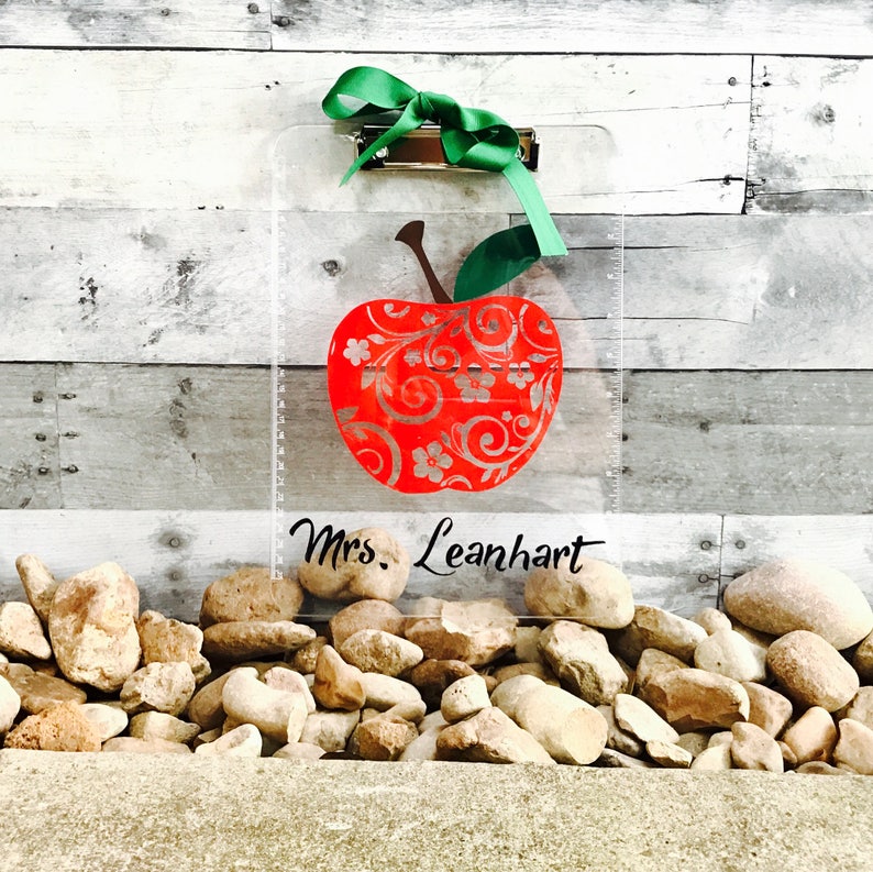 Personalized Apple Clipboard for Teacher School Supplies End Etsy