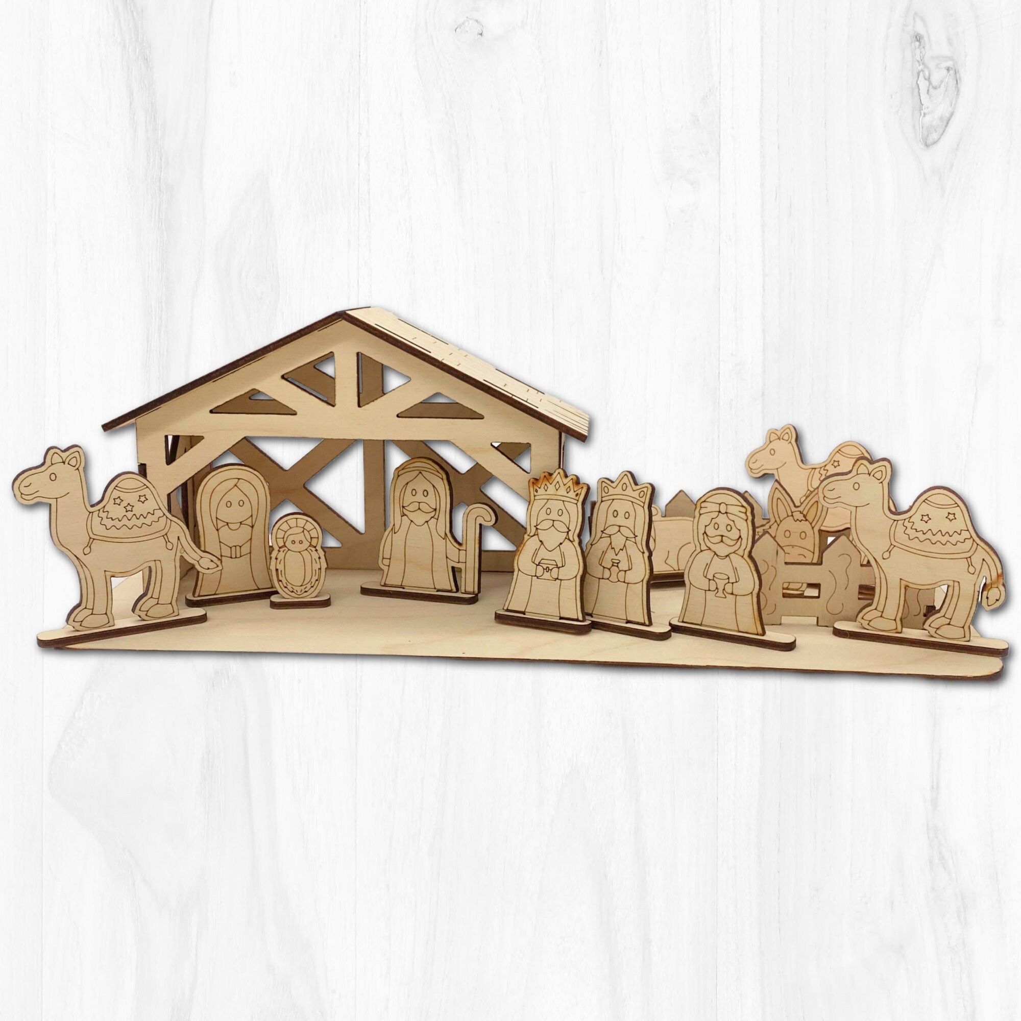 Nativity Scene Unfinished Wood Cutouts Craft Kit for DIY Christmas…