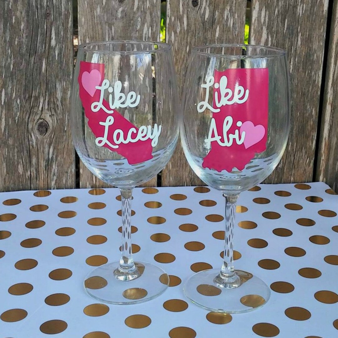 Set of Two Best Friend Wine Glasses for Long Distance BFF Etsy