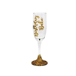 Geburtstag Sektflöte, Champagner Gläser personalisiert für das Geburtstagsmädchen, Geburtstag Babe, Glitzer Weinglas zum Geburtstag
